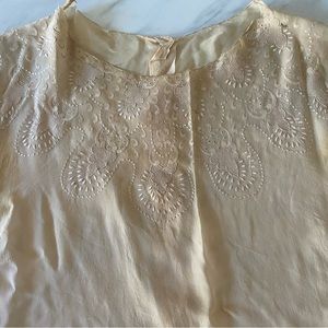 Antique 20’s hand embroidered beige blouse